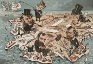 "Monopoly Millionaires Divide the Country," 1882
